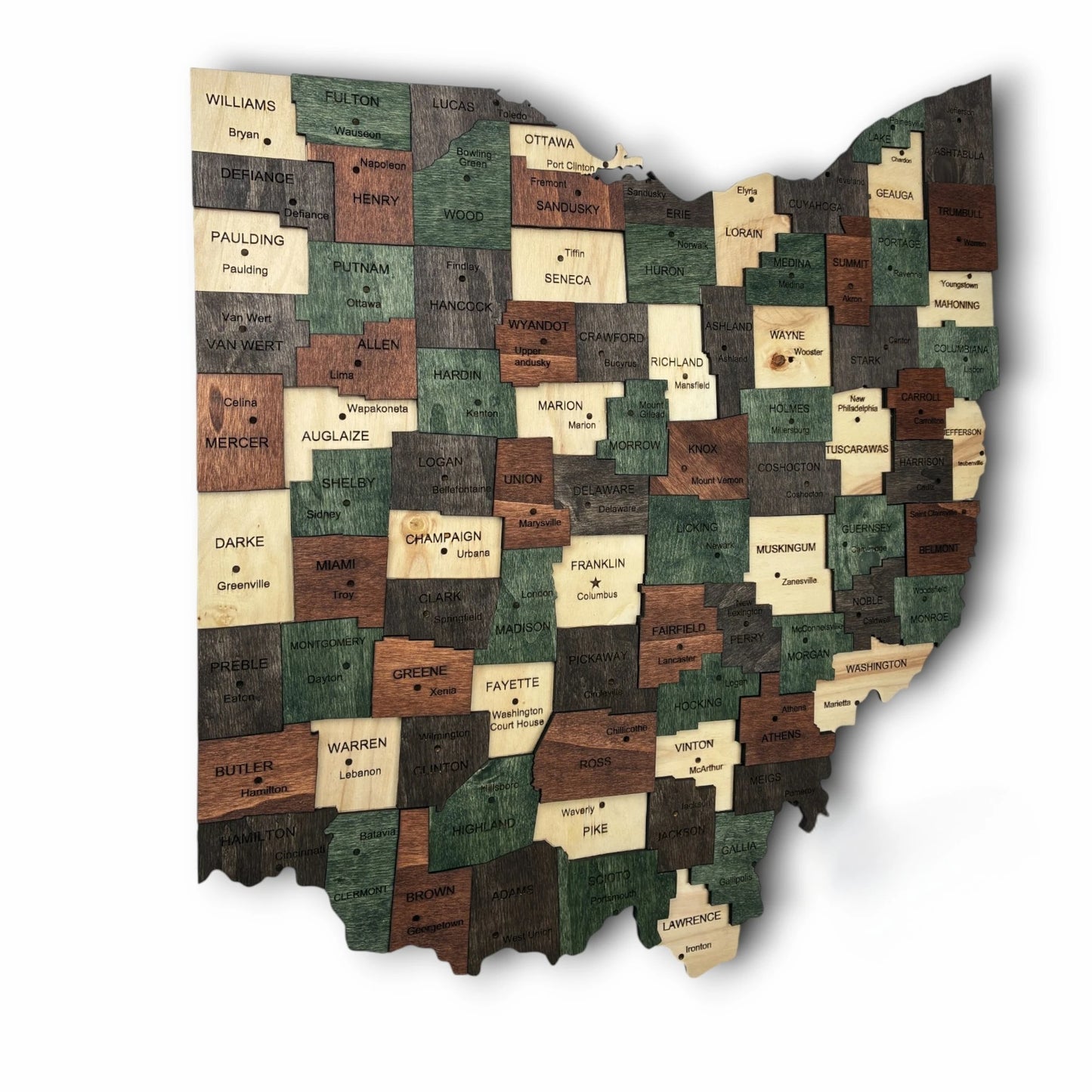 3D Wooden Ohio State Map Wall Art