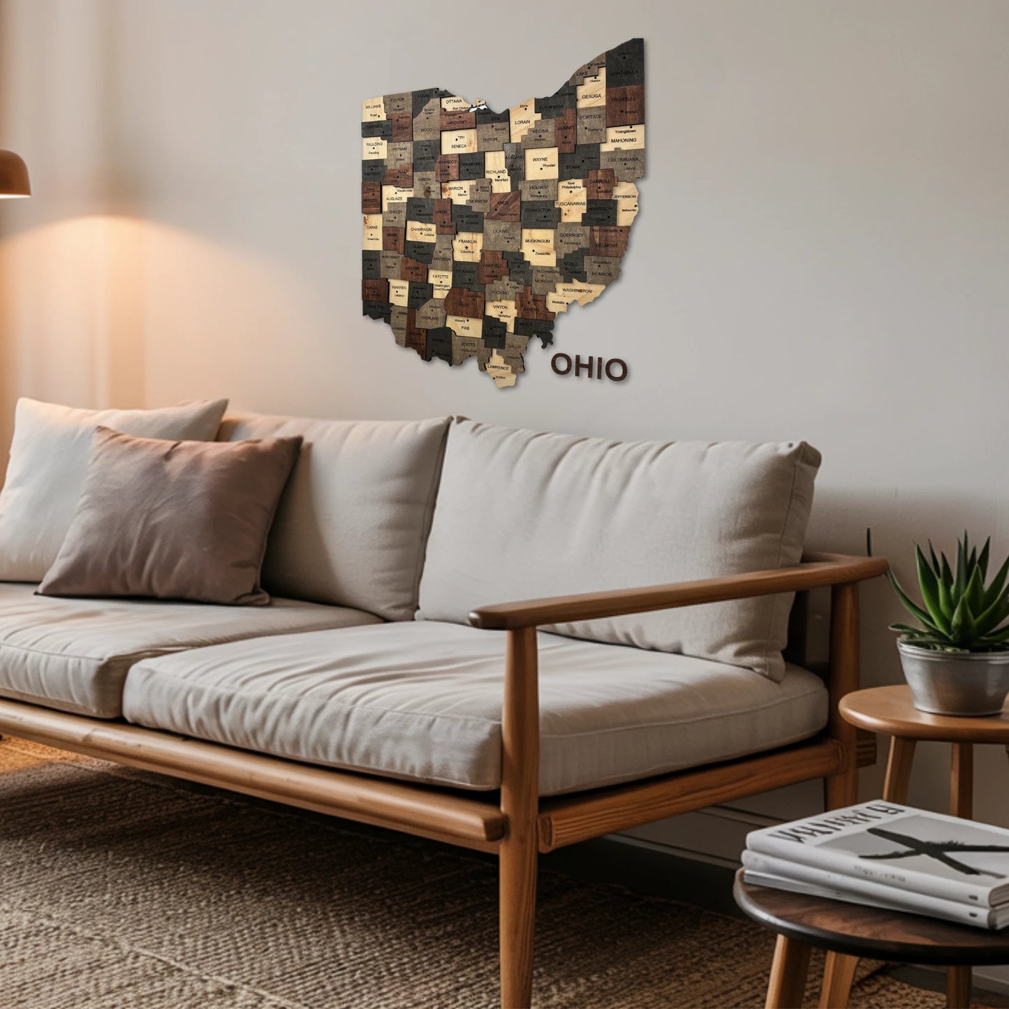 3D Wooden Ohio State Map Wall Art