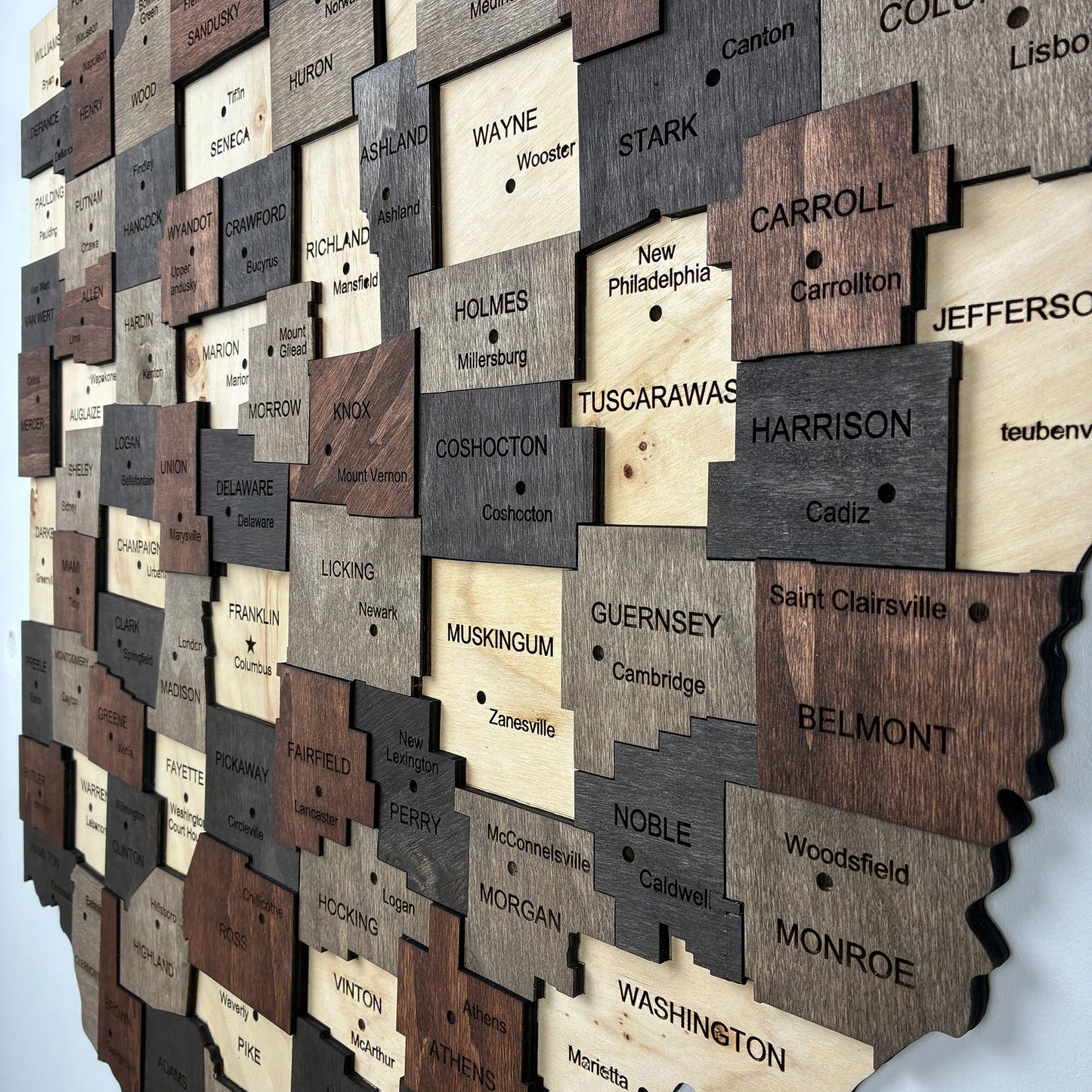 3D Wooden Ohio State Map Wall Art