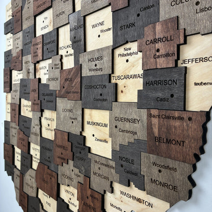 3D Wooden Ohio State Map Wall Art