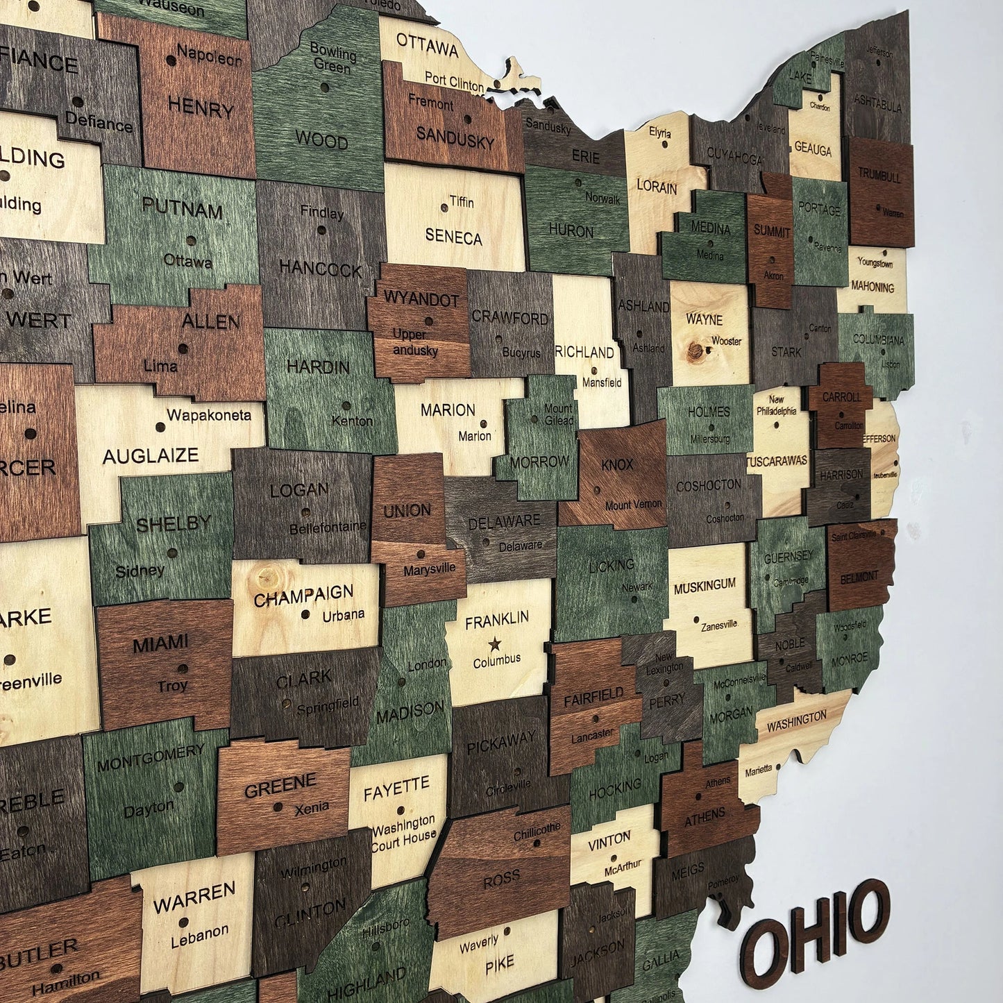 3D Wooden Ohio State Map Wall Art