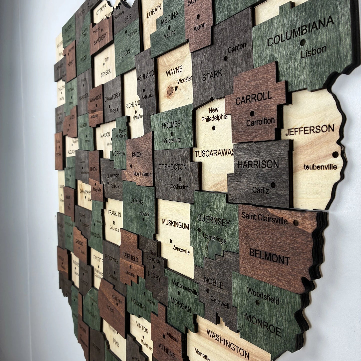 3D Wooden Ohio State Map Wall Art