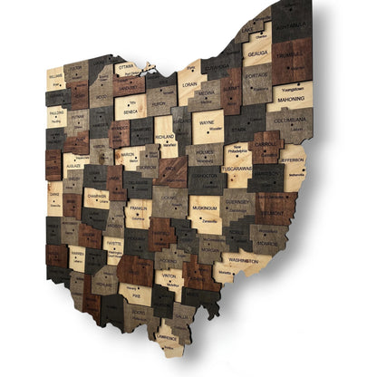 3D Wooden Ohio State Map Wall Art