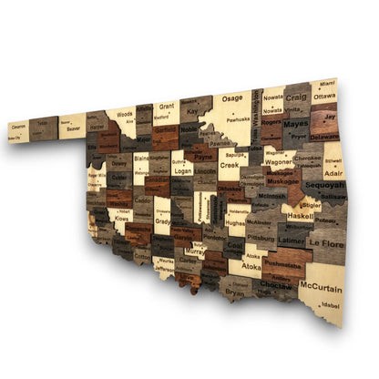 3D Wooden Oklahoma State Map Wall Art