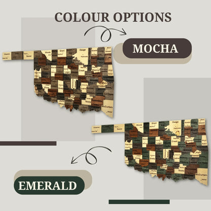 3D Wooden Oklahoma State Map Wall Art