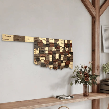 3D Wooden Oklahoma State Map Wall Art