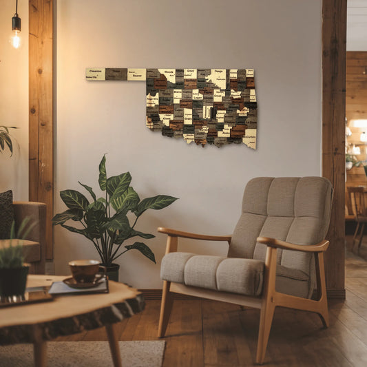 3D Wooden Oklahoma State Map Wall Art