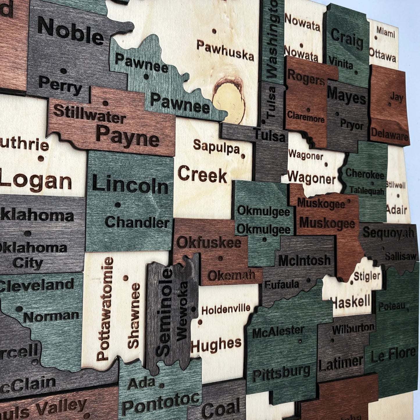3D Wooden Oklahoma State Map Wall Art
