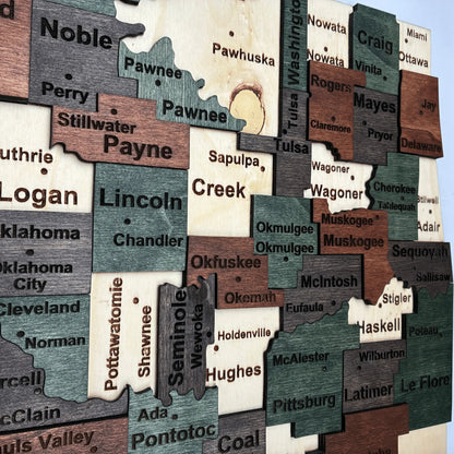 3D Wooden Oklahoma State Map Wall Art