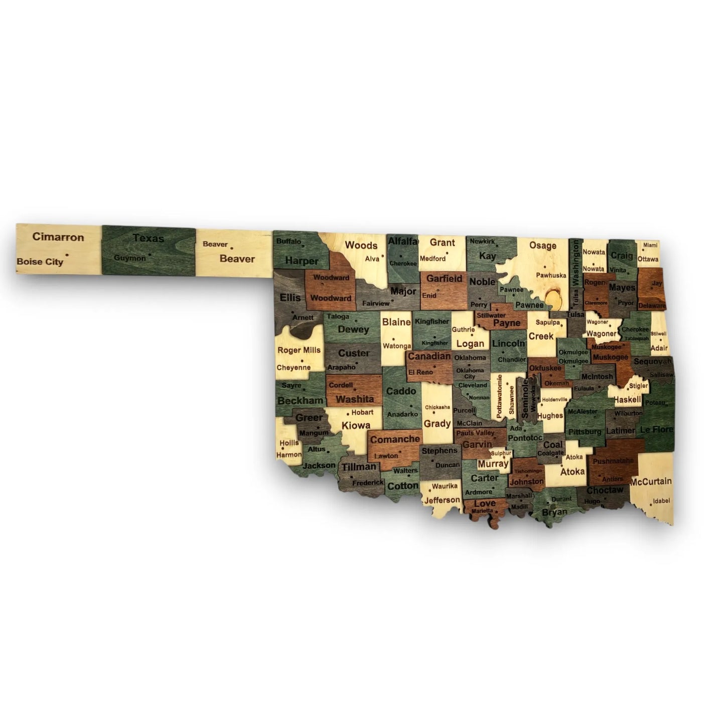 3D Wooden Oklahoma State Map Wall Art