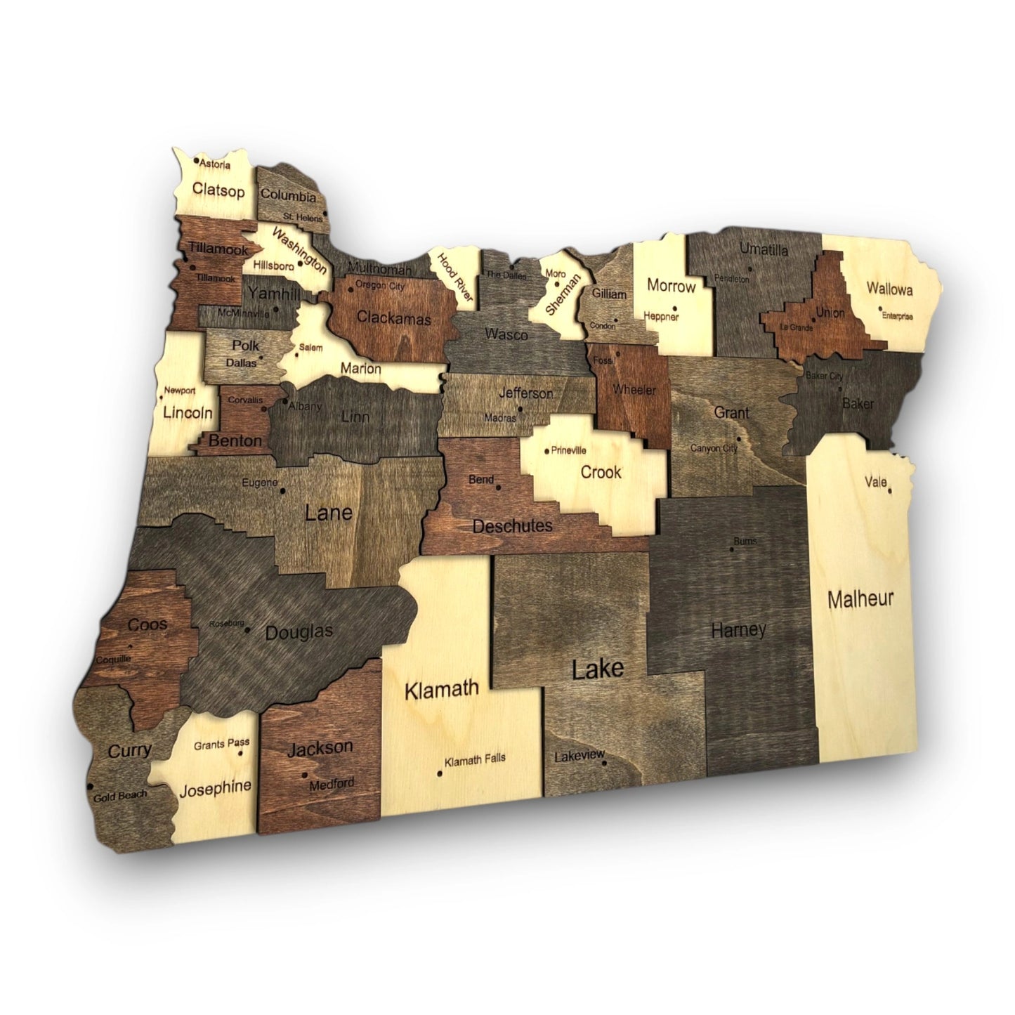 3D Wooden Oregon State Map Wall Art