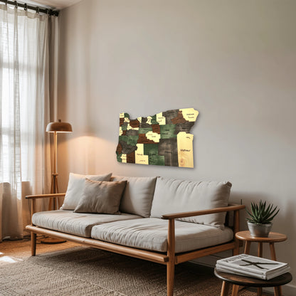 3D Wooden Oregon State Map Wall Art