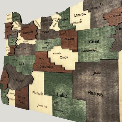 3D Wooden Oregon State Map Wall Art