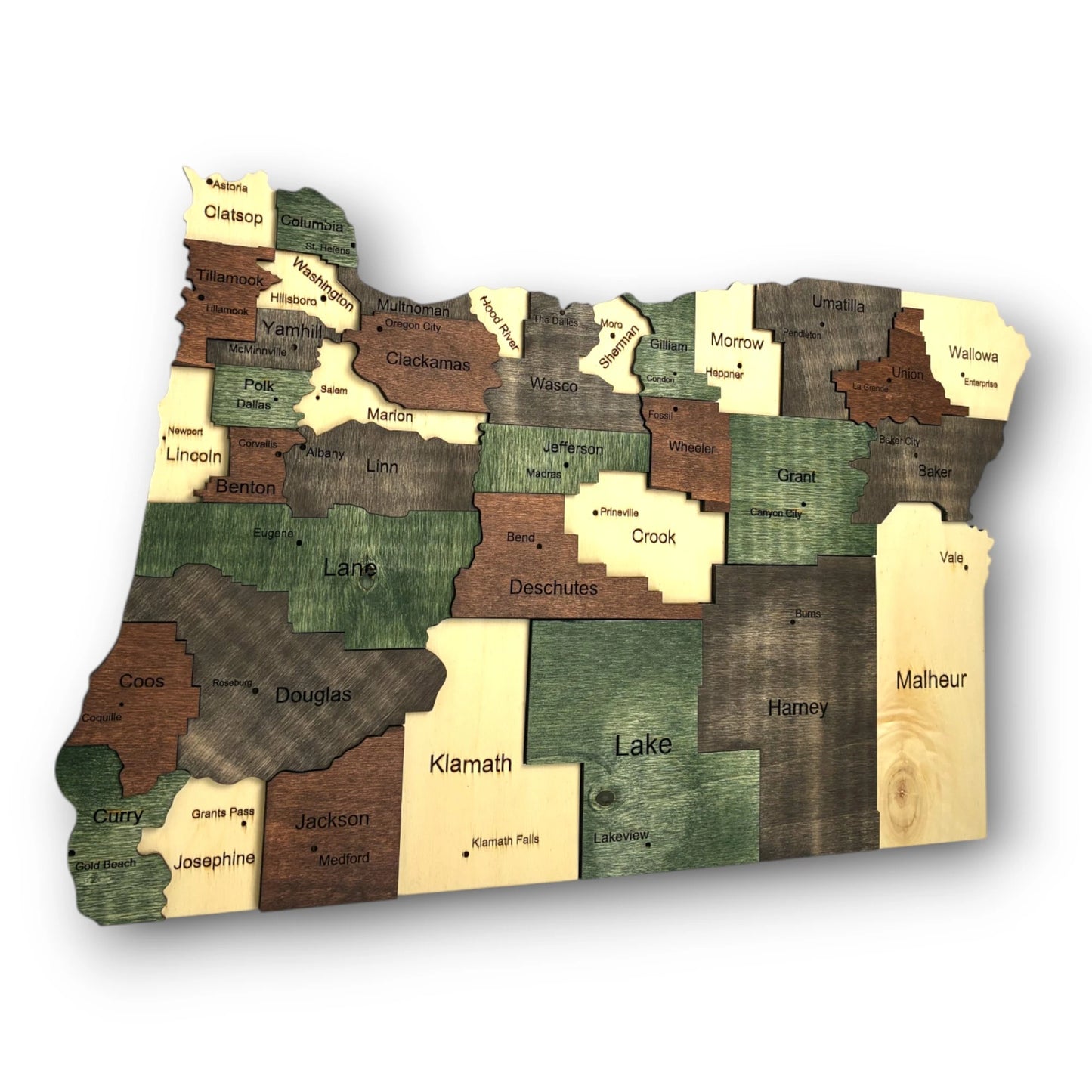 3D Wooden Oregon State Map Wall Art