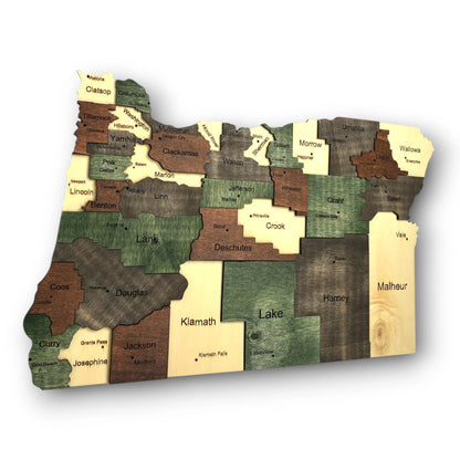3D Wooden Oregon State Map Wall Art