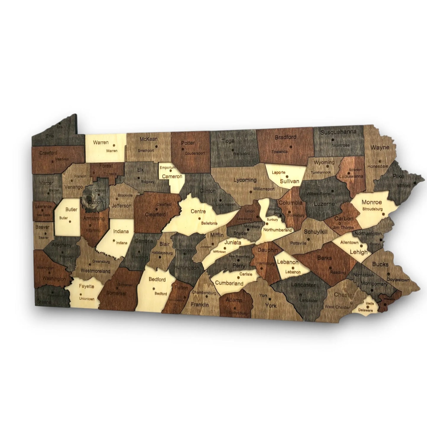 3D Wooden Pennsylvania State Map Wall Art