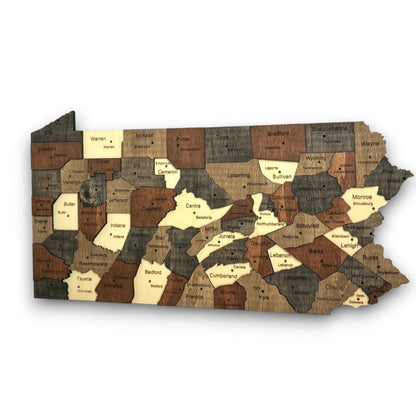 3D Wooden Pennsylvania State Map Wall Art