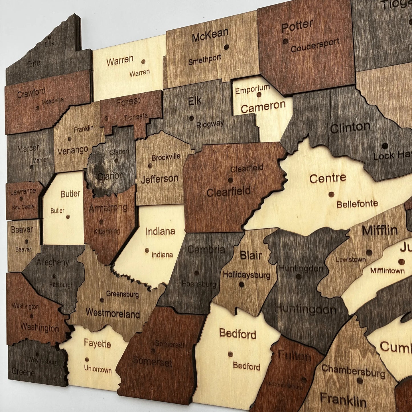 3D Wooden Pennsylvania State Map Wall Art