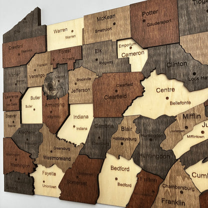 3D Wooden Pennsylvania State Map Wall Art