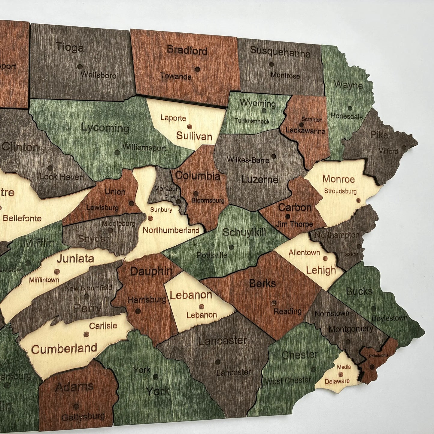 3D Wooden Pennsylvania State Map Wall Art