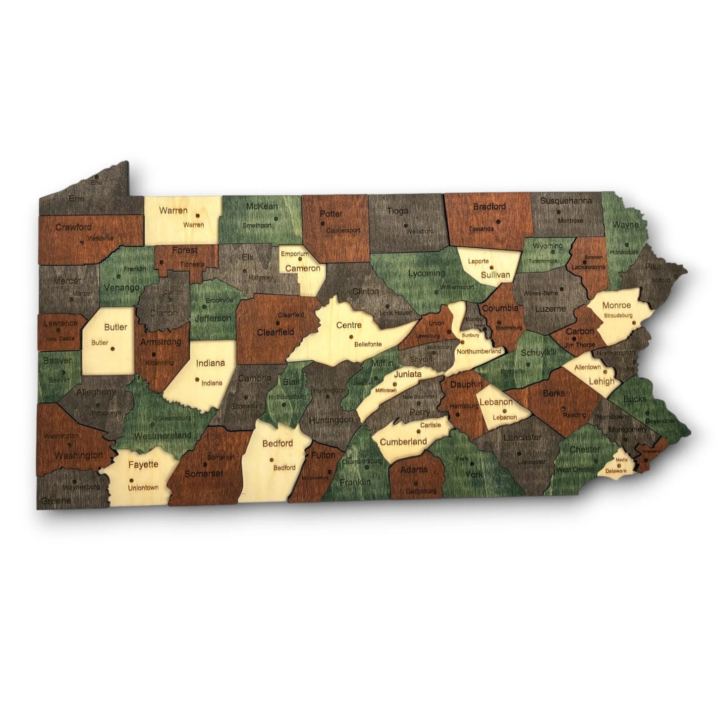 3D Wooden Pennsylvania State Map Wall Art