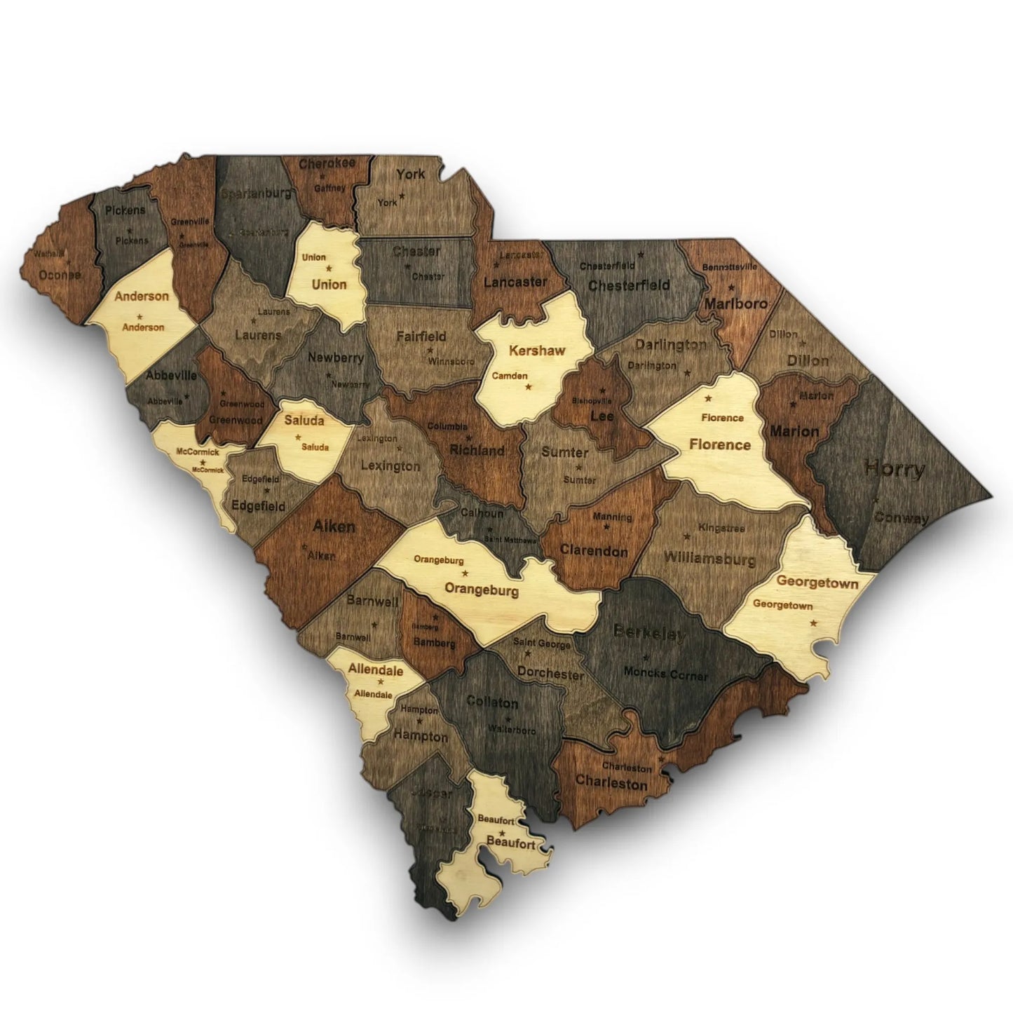 3D Wooden South Carolina State Map Wall Art
