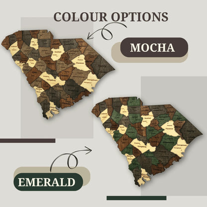 3D Wooden South Carolina State Map Wall Art
