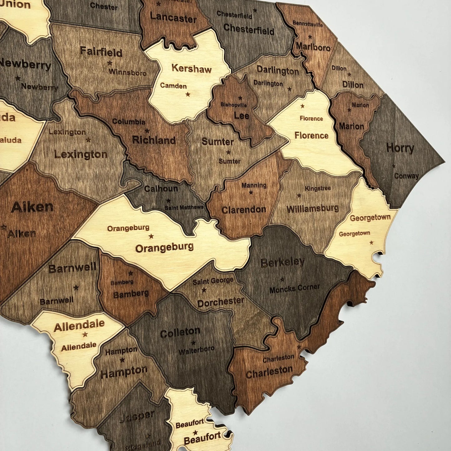 3D Wooden South Carolina State Map Wall Art
