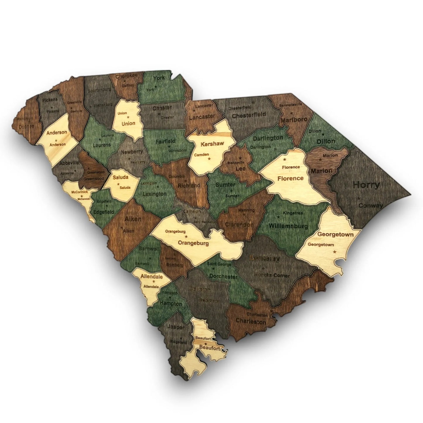 3D Wooden South Carolina State Map Wall Art