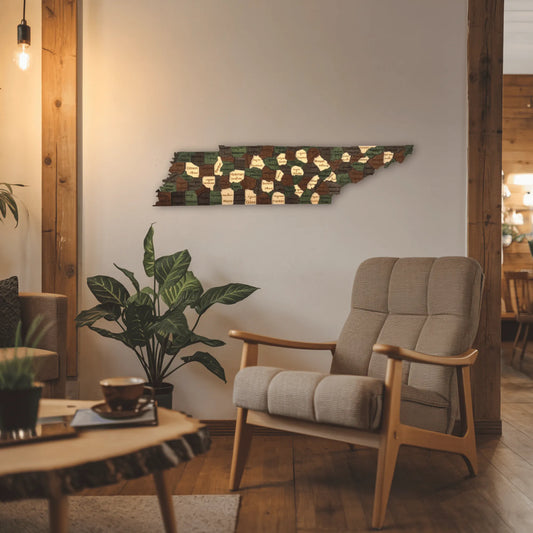 3D Wooden Tennessee State Map Wall Art