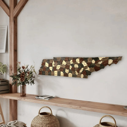 3D Wooden Tennessee State Map Wall Art