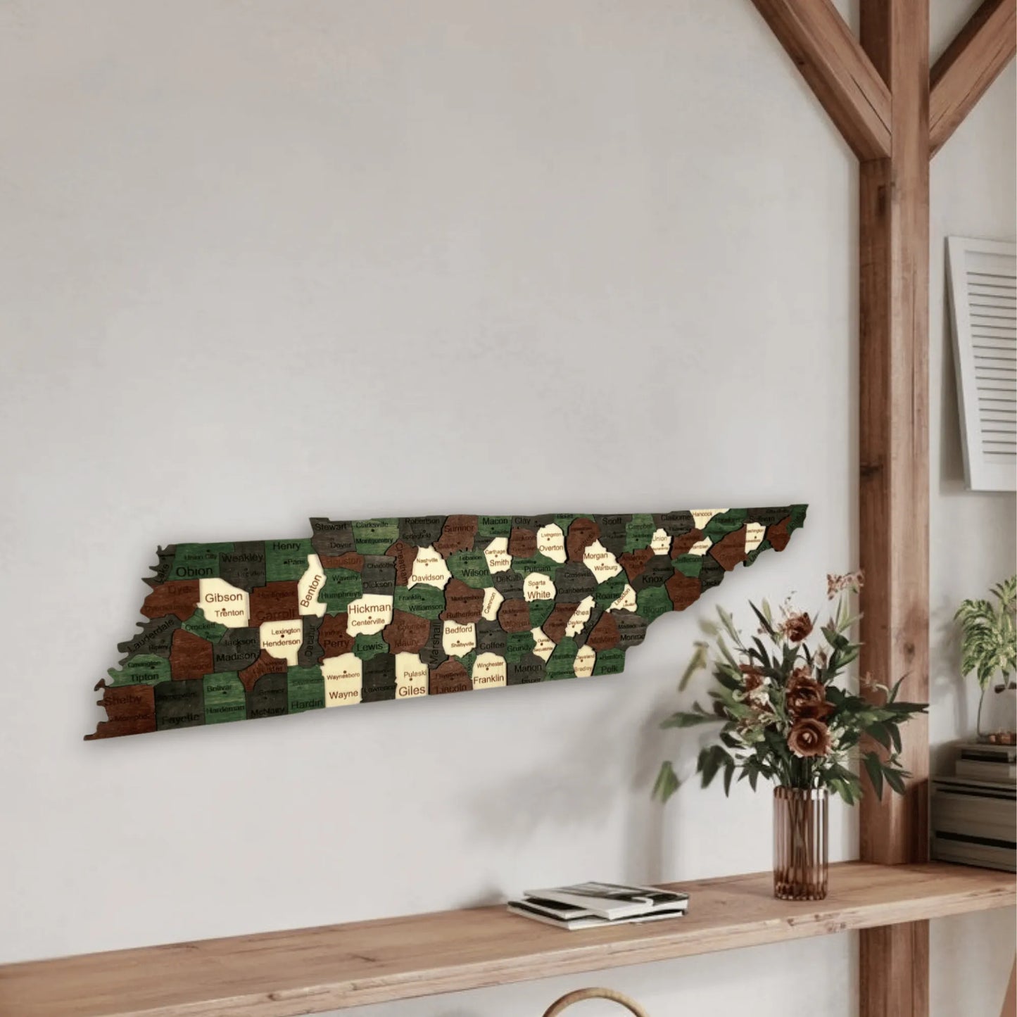 3D Wooden Tennessee State Map Wall Art