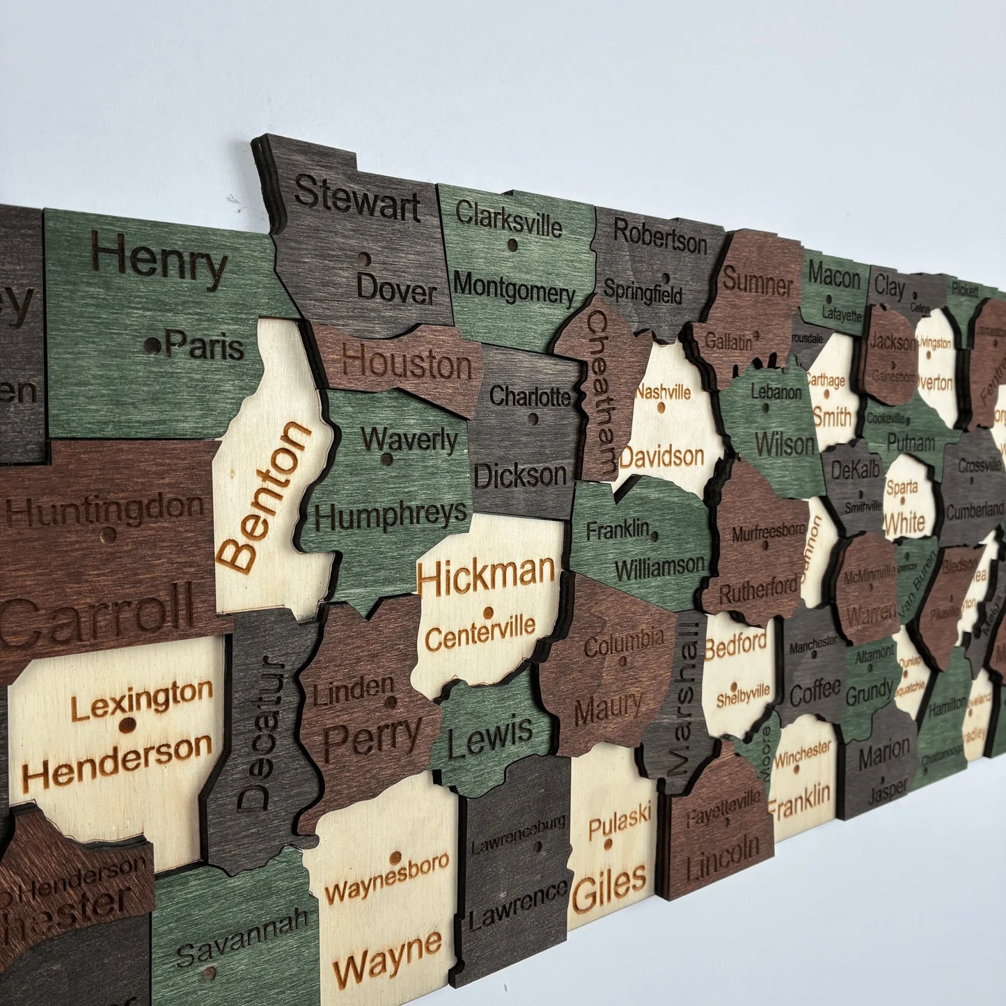 3D Wooden Tennessee State Map Wall Art