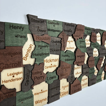 3D Wooden Tennessee State Map Wall Art