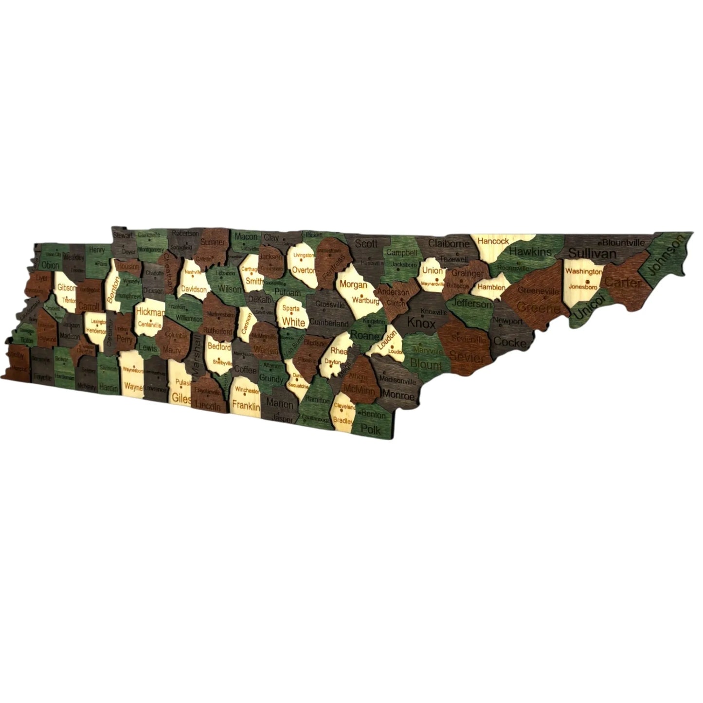 3D Wooden Tennessee State Map Wall Art