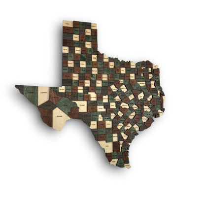 3D Wooden Texas State Map Wall Art