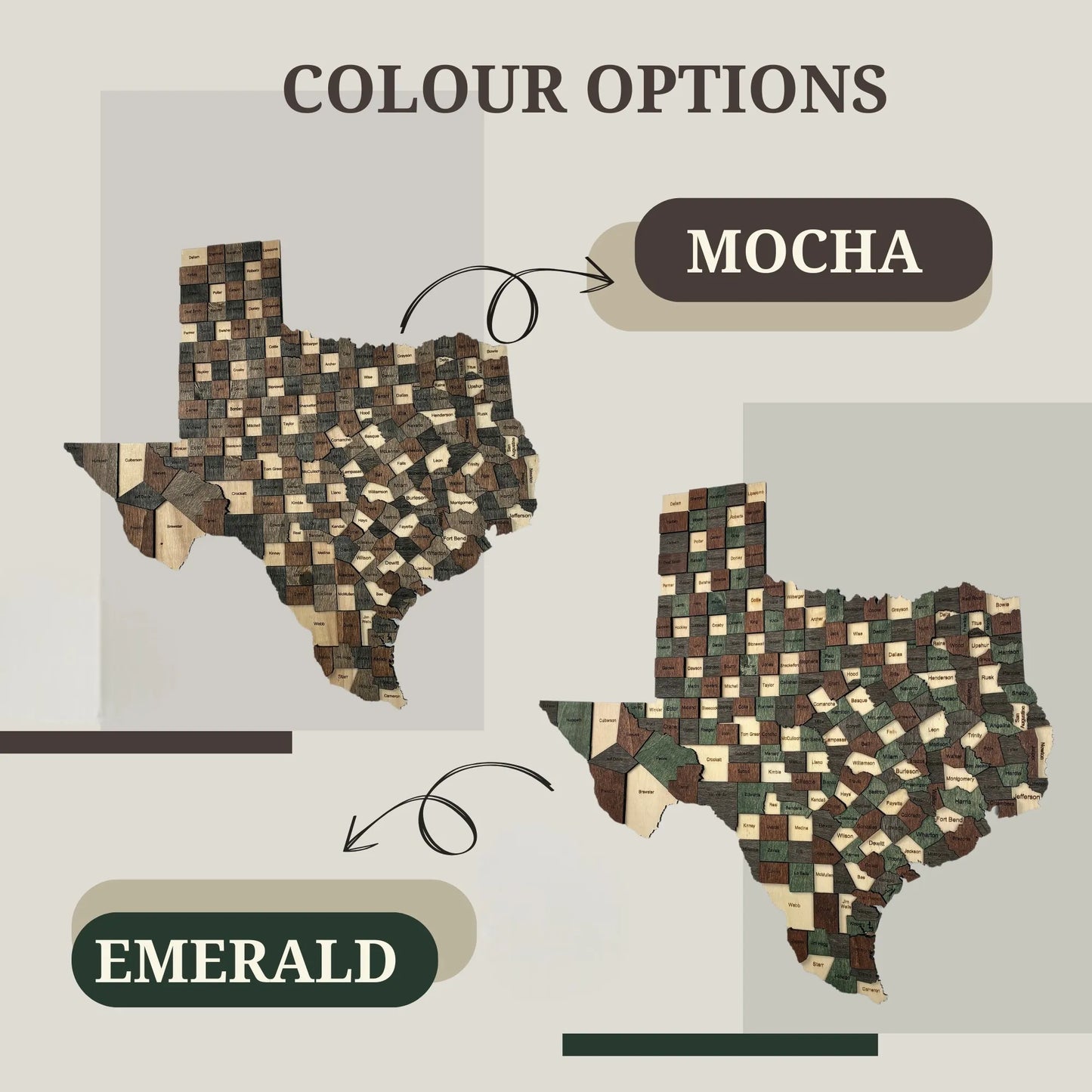 3D Wooden Texas State Map Wall Art