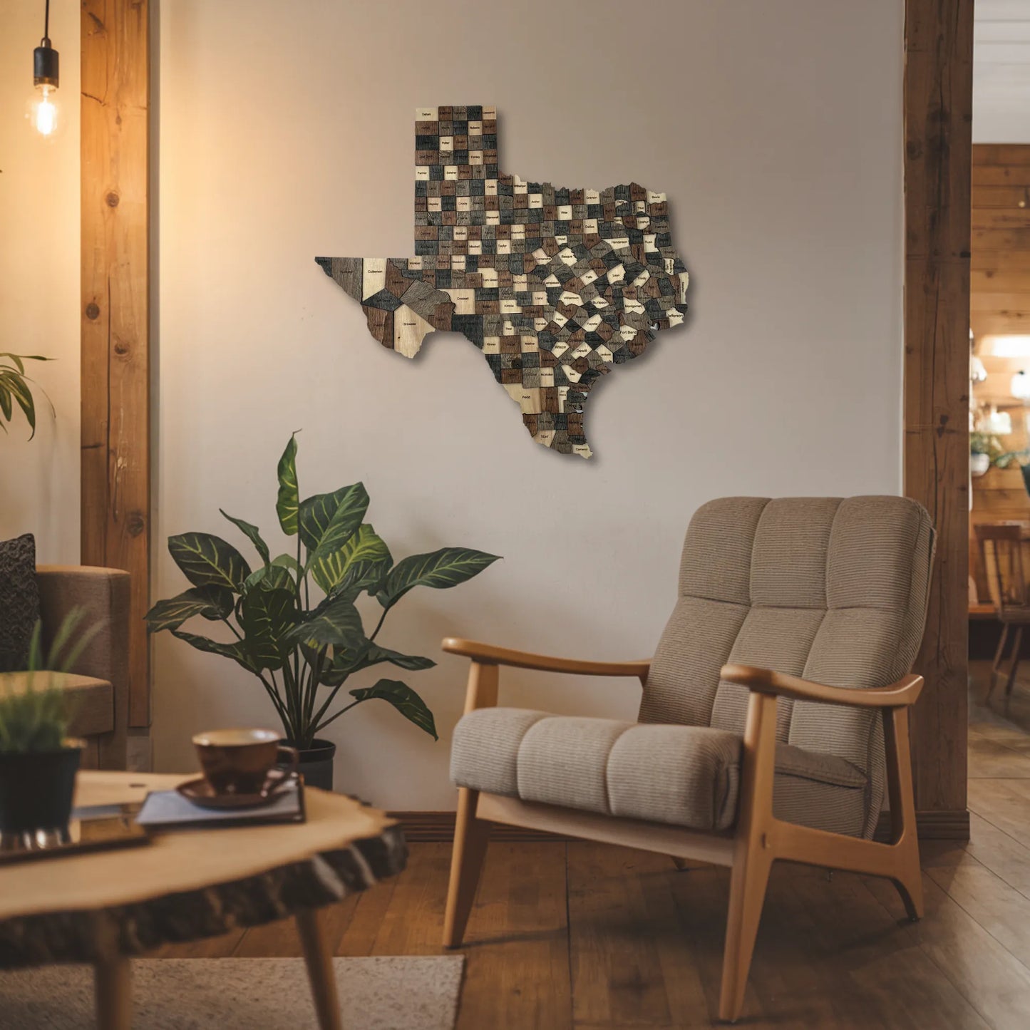 3D Wooden Texas State Map Wall Art