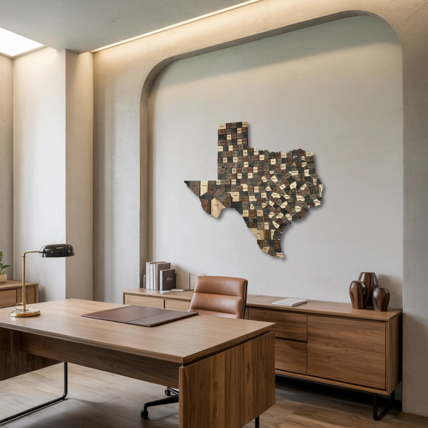 3D Wooden Texas State Map Wall Art