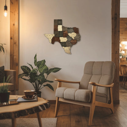 3D Wooden Texas County Map Wall Art