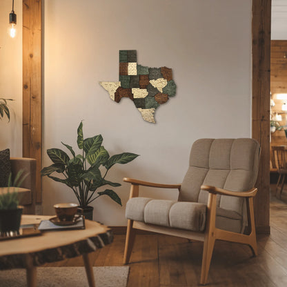 3D Wooden Texas County Map Wall Art