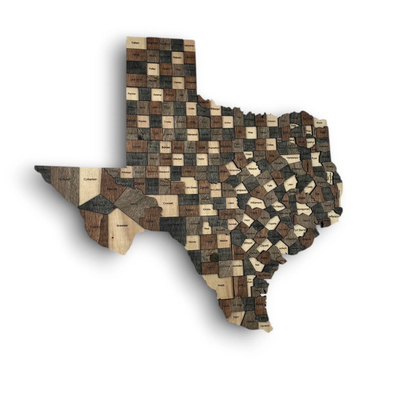 3D Wooden Texas State Map Wall Art