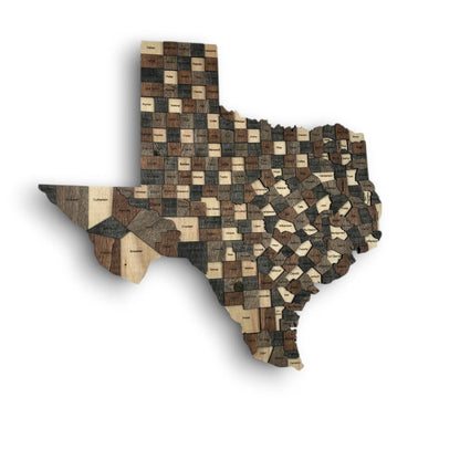 3D Wooden Texas State Map Wall Art
