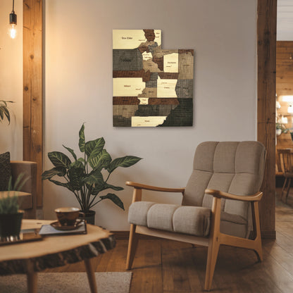 3D Wooden Utah State Map Wall Art