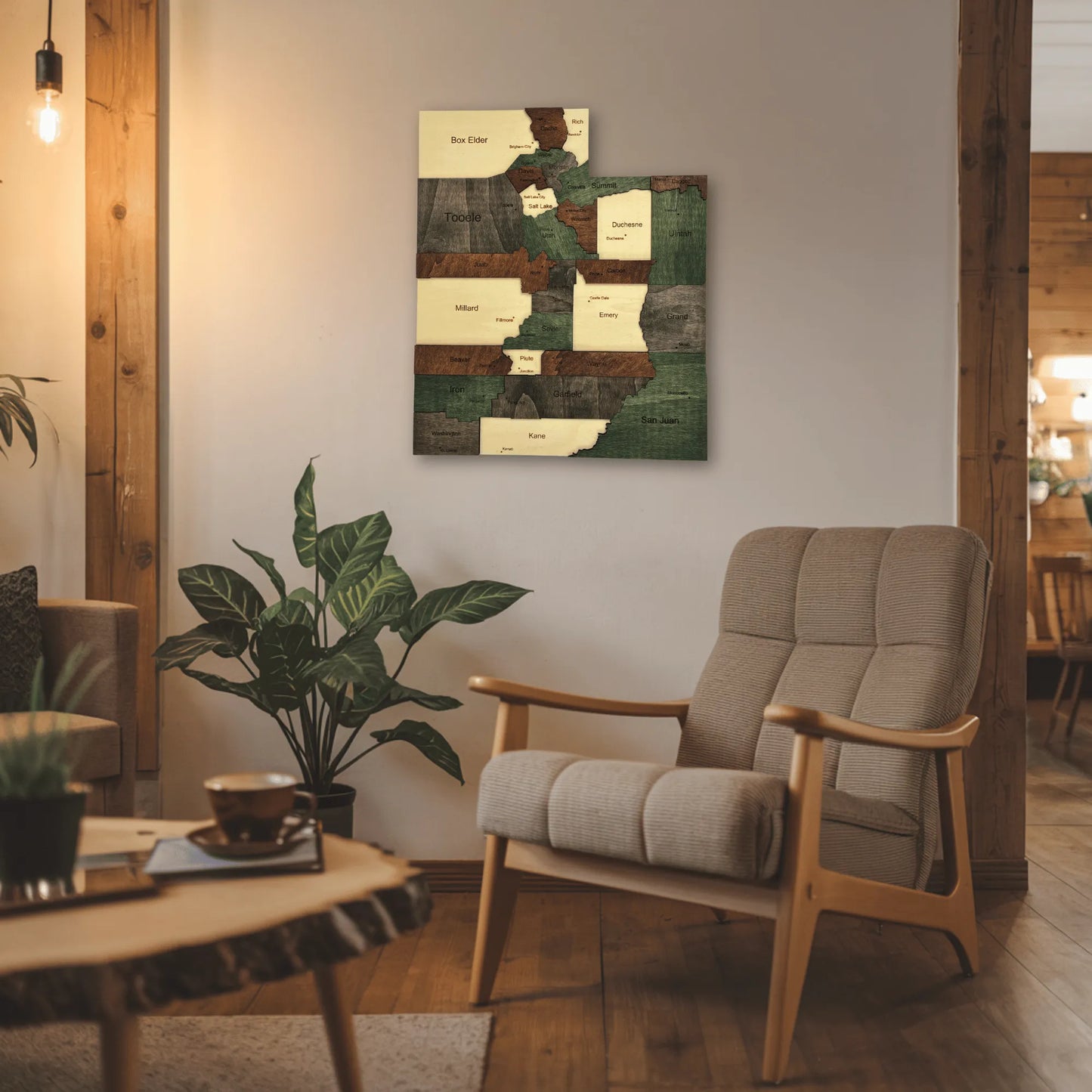 3D Wooden Utah State Map Wall Art