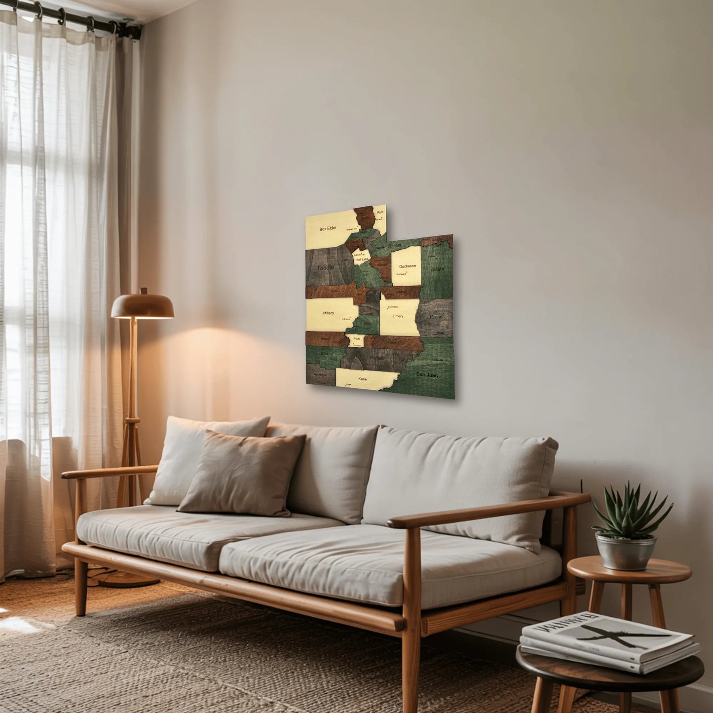 3D Wooden Utah State Map Wall Art