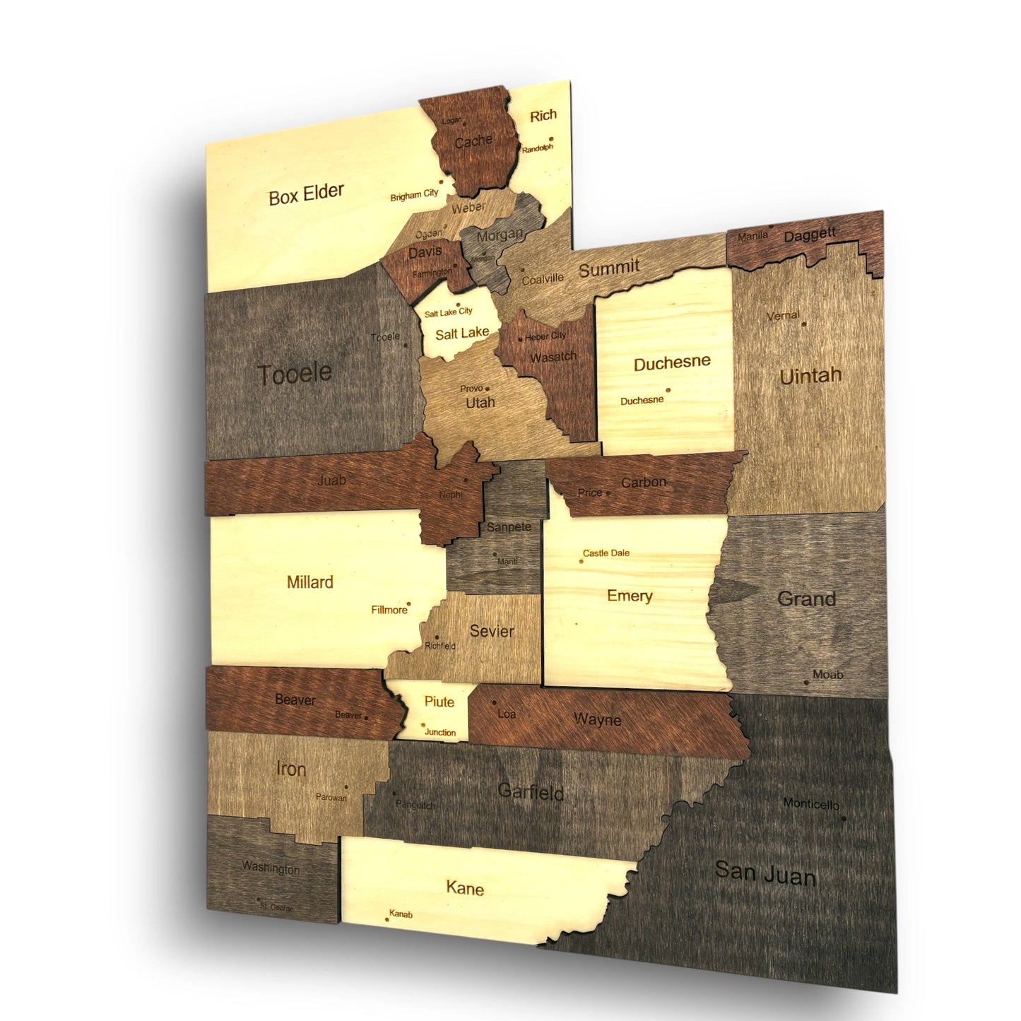 3D Wooden Utah State Map Wall Art