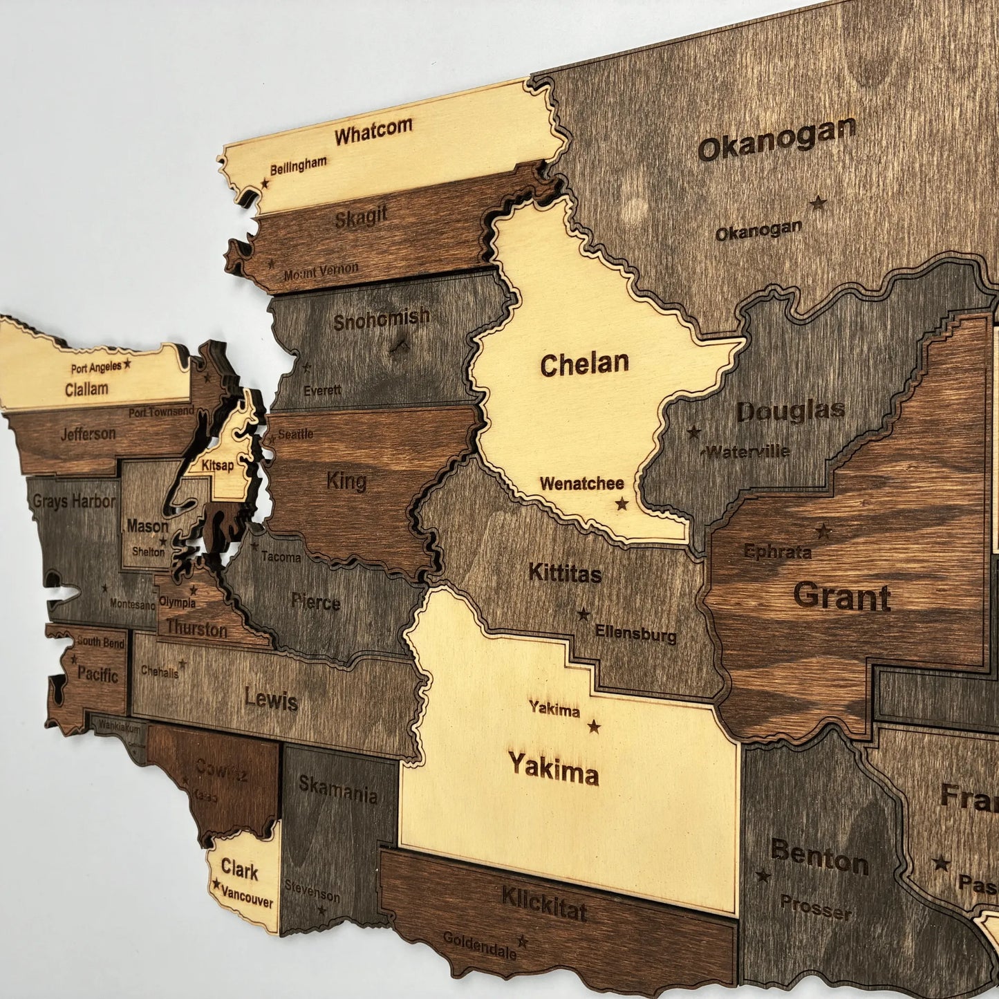 3D Wooden Washington State Map Wall Art