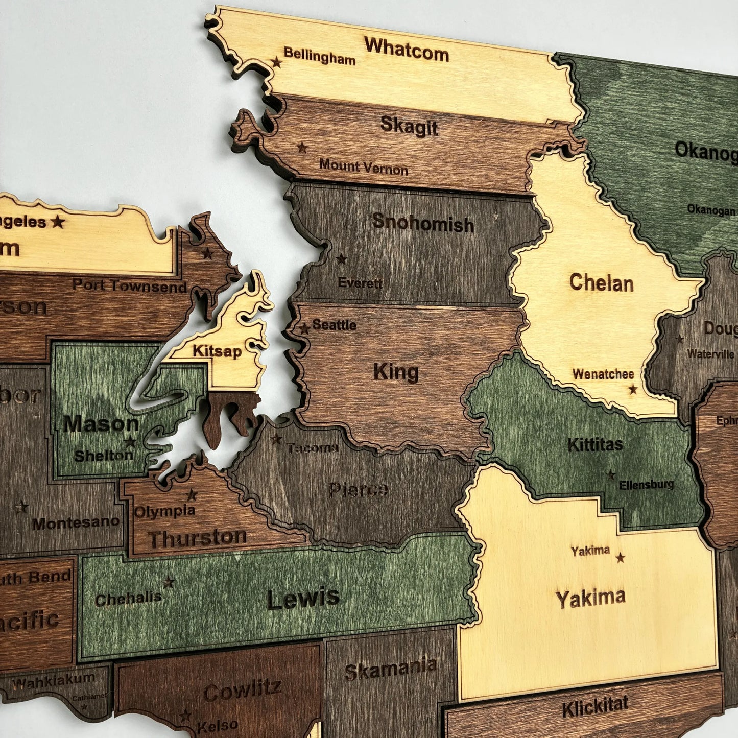 3D Wooden Washington State Map Wall Art