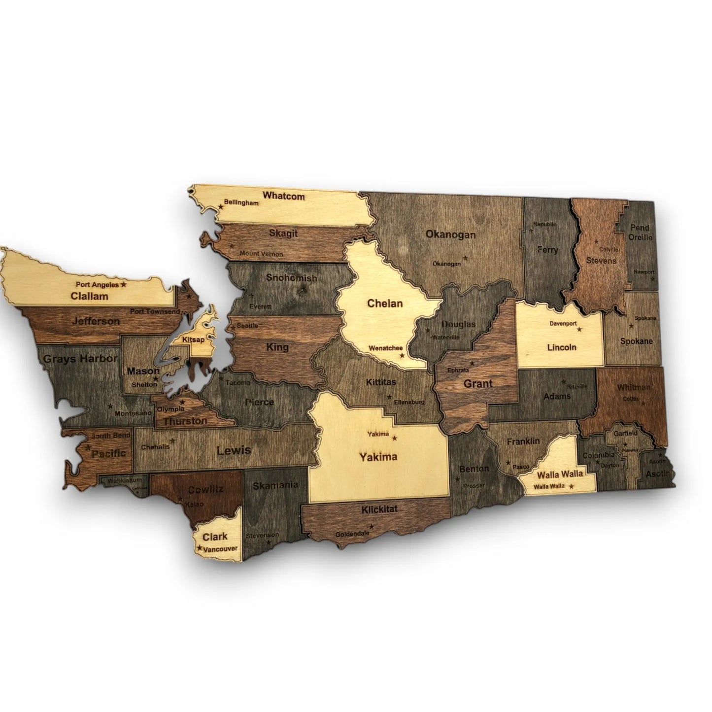 3D Wooden Washington State Map Wall Art